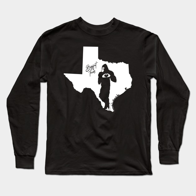 Bigfoot Texas State Map Long Sleeve T-Shirt by Tesszero